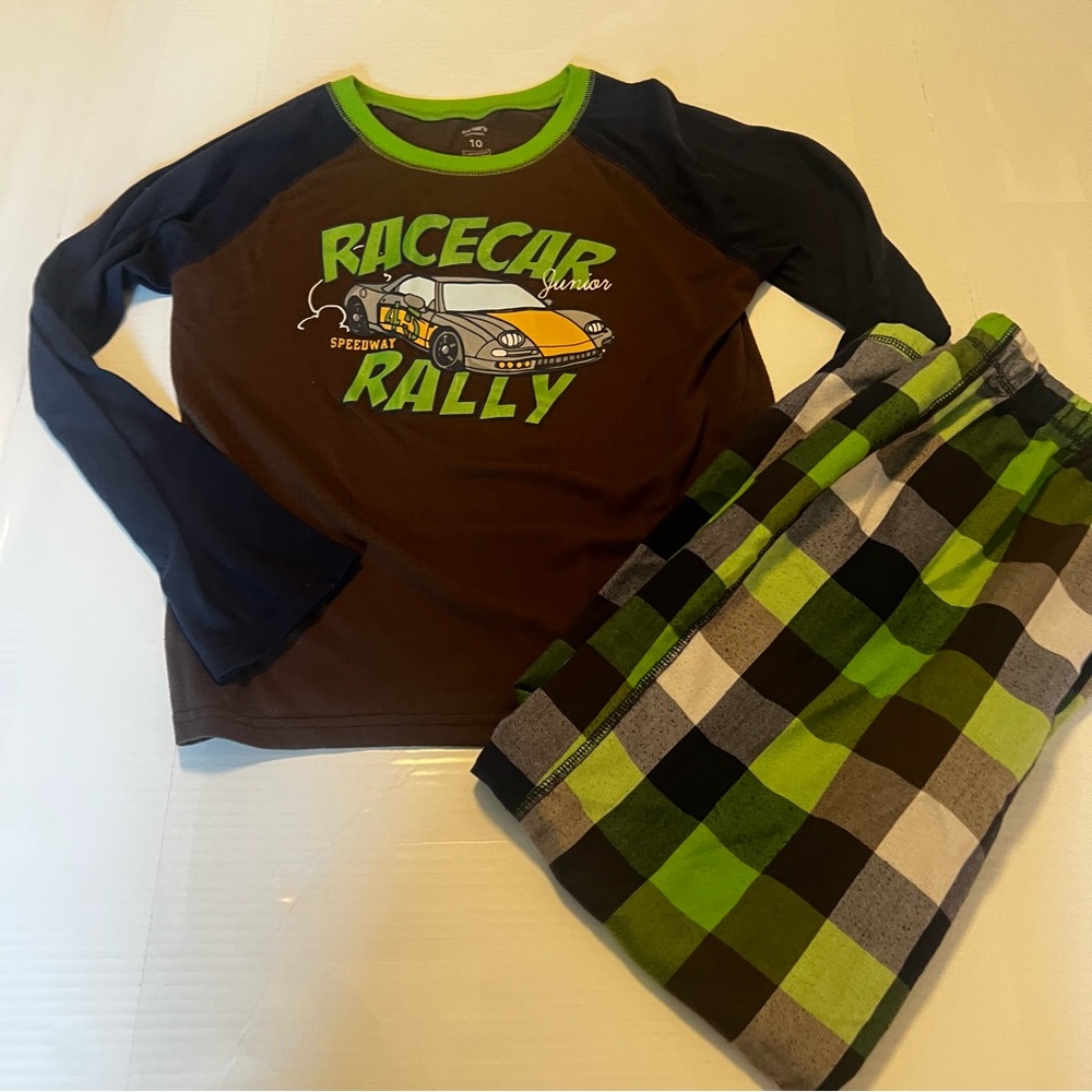 Carter's Boys Race Car Plaid Pajama Long Sleeve Pants  Size 10